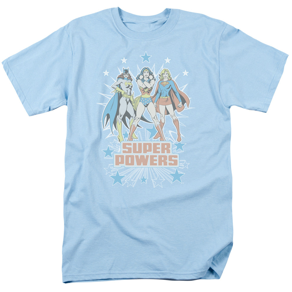 Dc Super Powers X3 Mens T Shirt Light Blue Officially Licensed