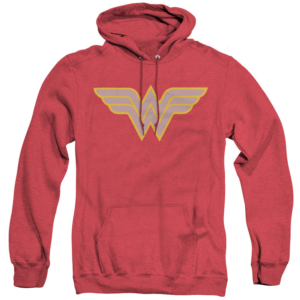 Dc Ww Logo Mens Heather Hoodie Red Officially Licensed