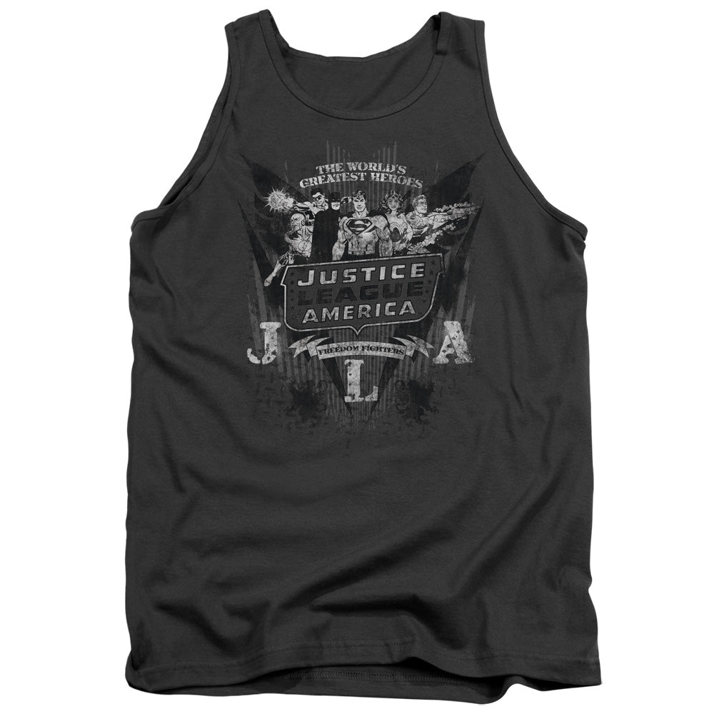 DC Comics Greatest Heroes Mens Tank Top Shirt Charcoal Officially Licensed