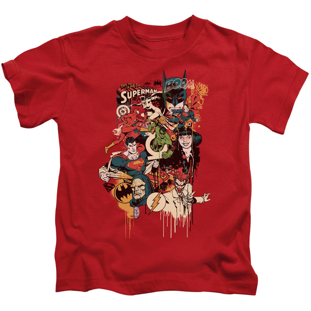 DC Comics Dripping Characters Juvenile Kids Youth T Shirt Red Officially Licensed