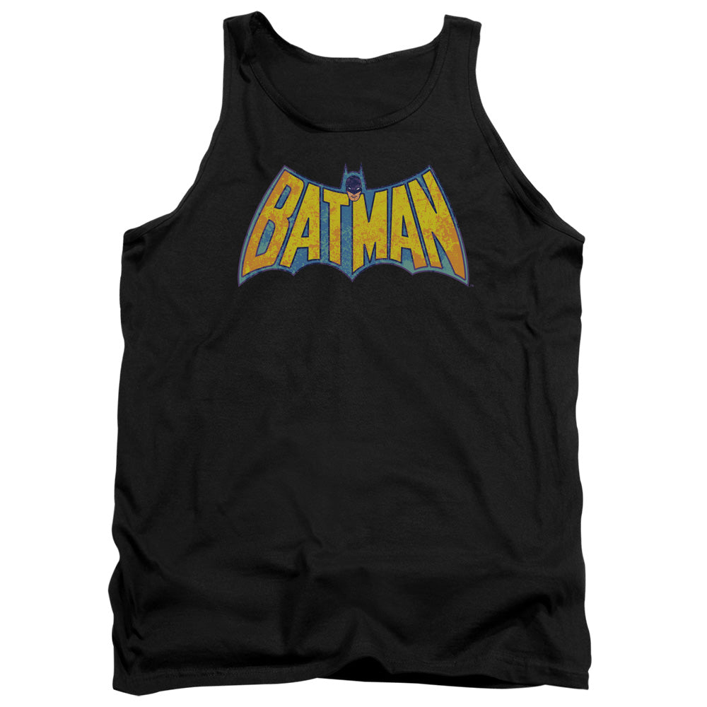 Dco Batman Neon Distress Logo Mens Tank Top Shirt Black Officially Licensed