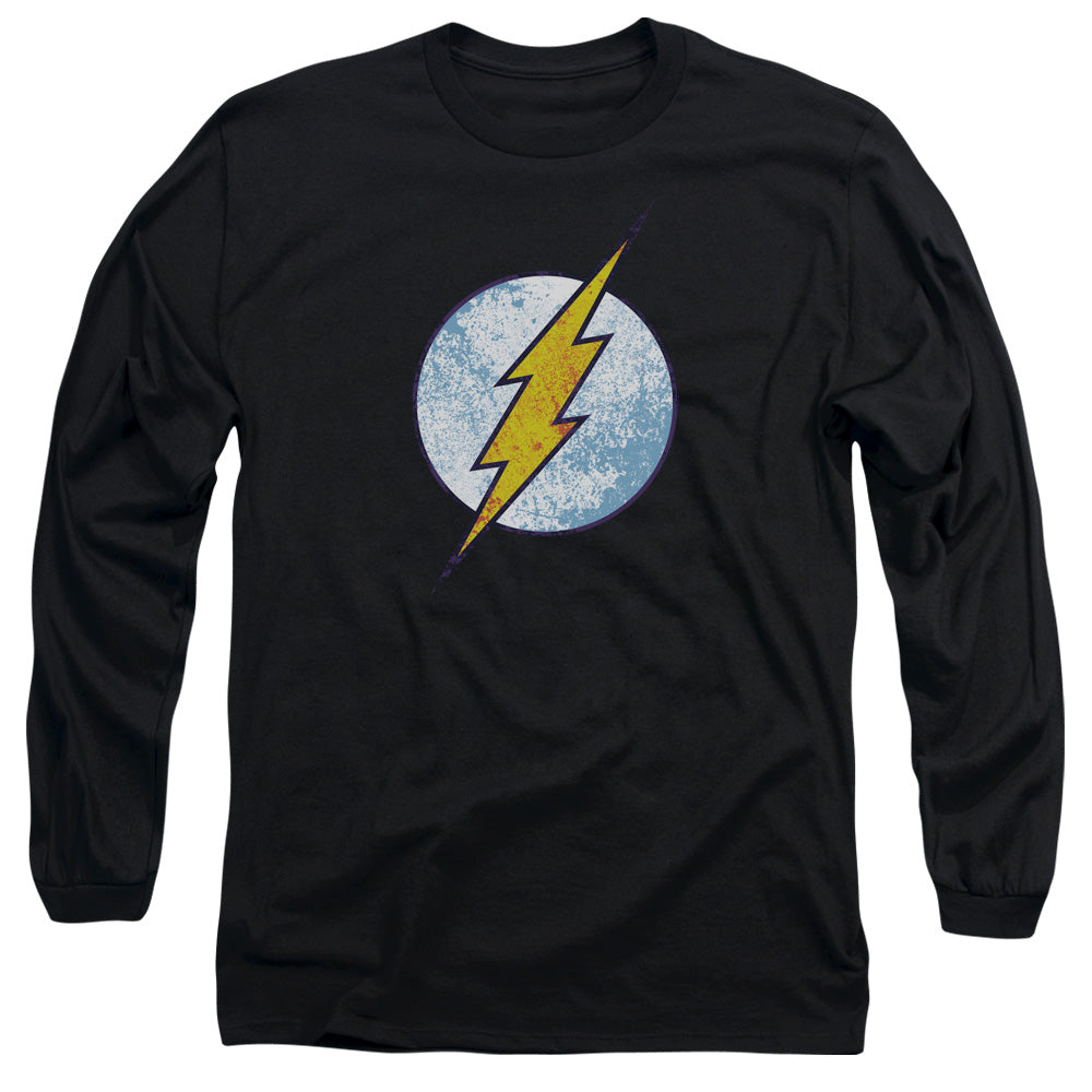 DC Comics Flash Flash Neon Distress Logo Mens Long Sleeve Shirt Black Officially Licensed