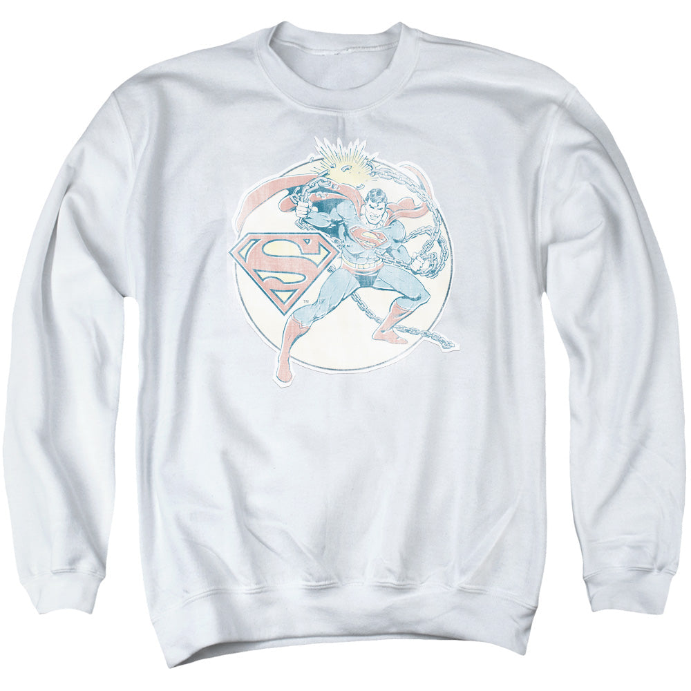 Dco Retro Superman Iron On Mens Crewneck Sweatshirt White