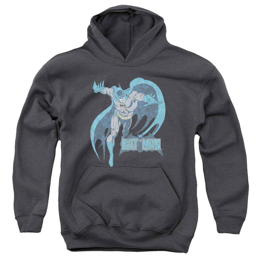 DC Comics Desaturated Batman Kids Youth Hoodie Charcoal Officially Licensed