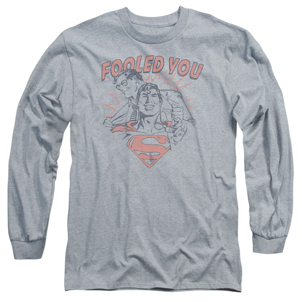DC Comics Fooled You Mens Long Sleeve Shirt Athletic Heather Officially Licensed