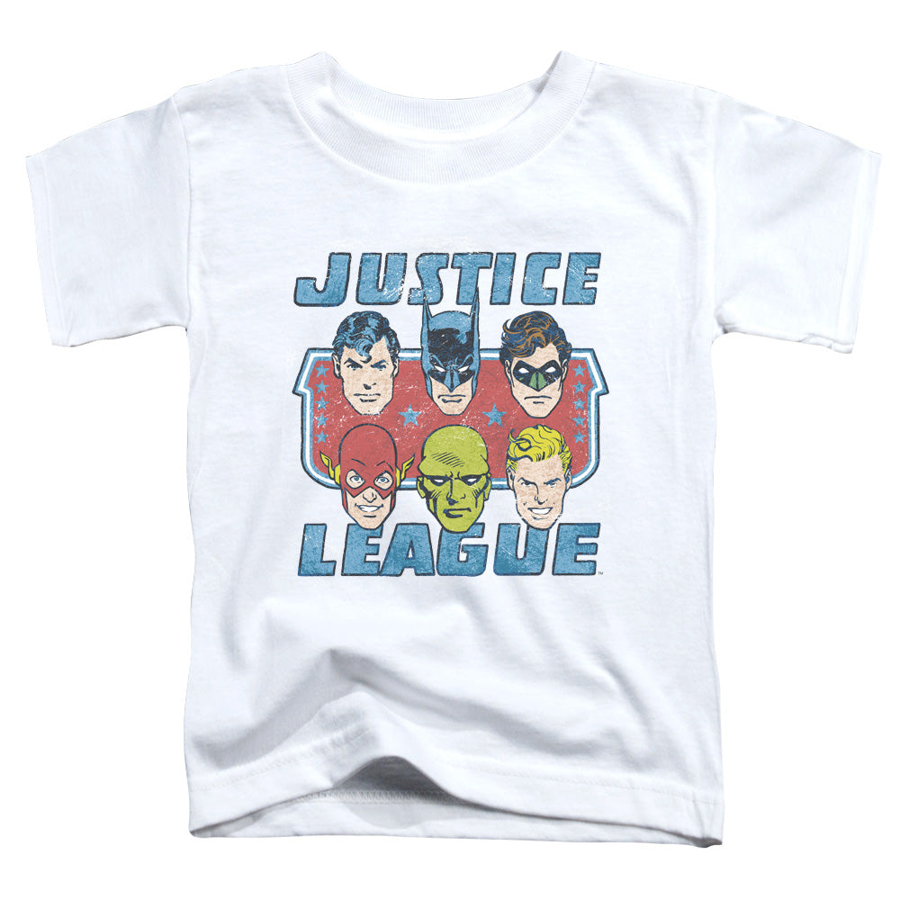 DC Comics Faces of Justice Toddler Kids Youth T Shirt White Officially Licensed