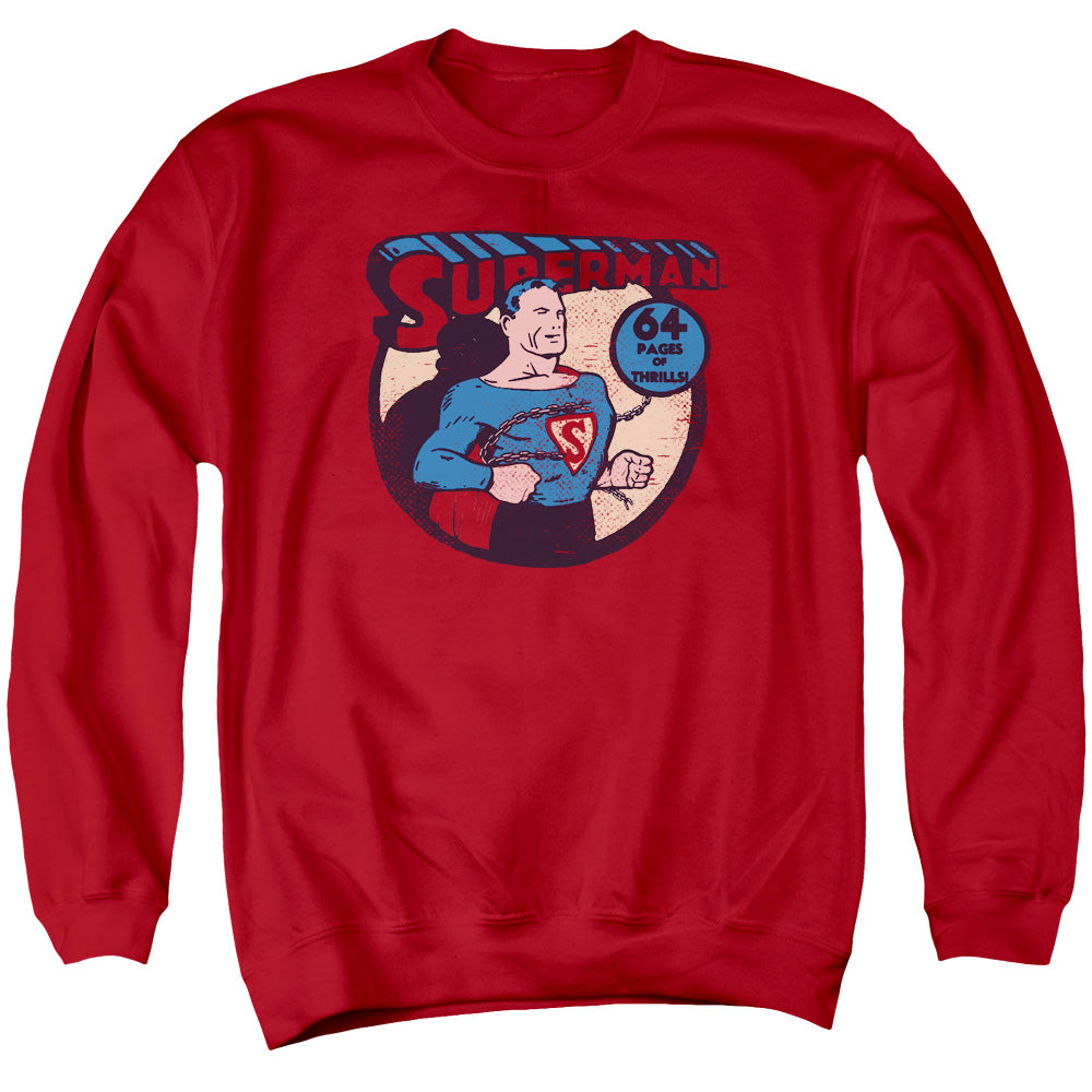 DC Comics Superman 64 Mens Crewneck Sweatshirt Red Officially Licensed