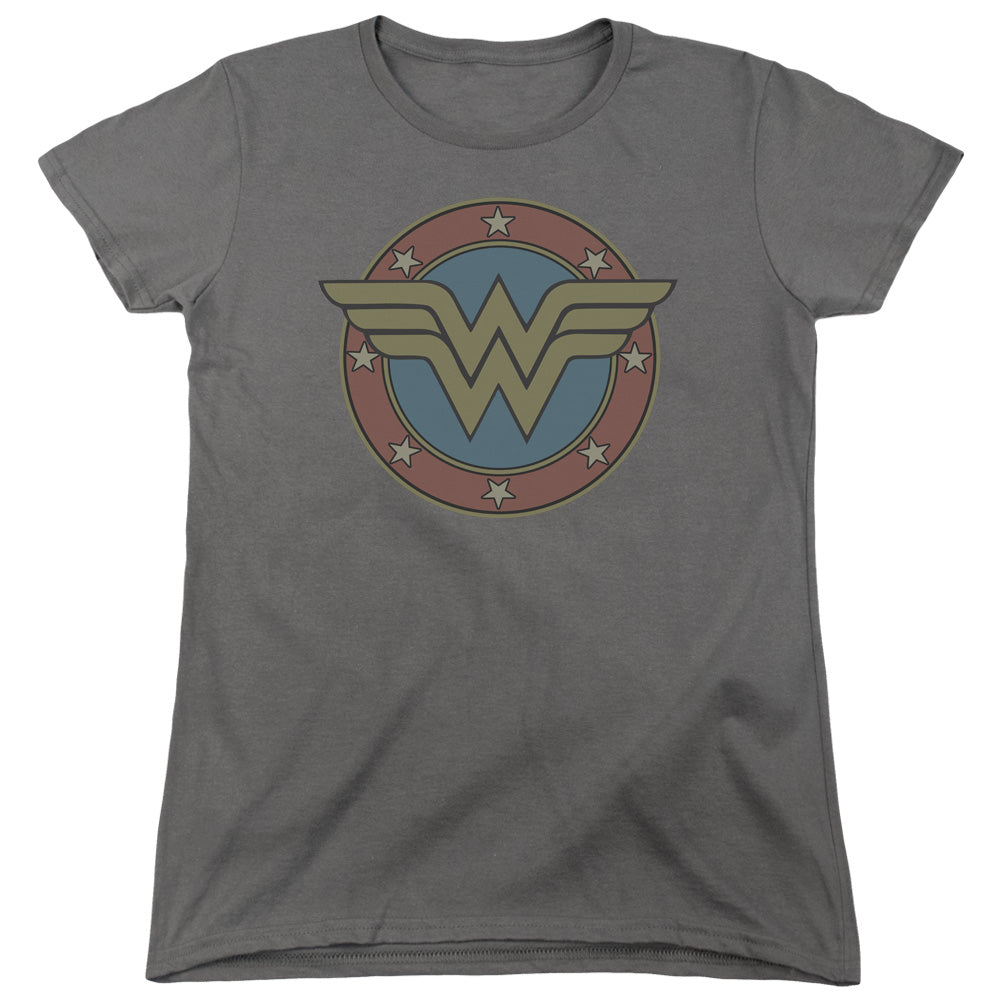 DC Comics Ww Vintage Emblem Womens T Shirt Charcoal Officially Licensed
