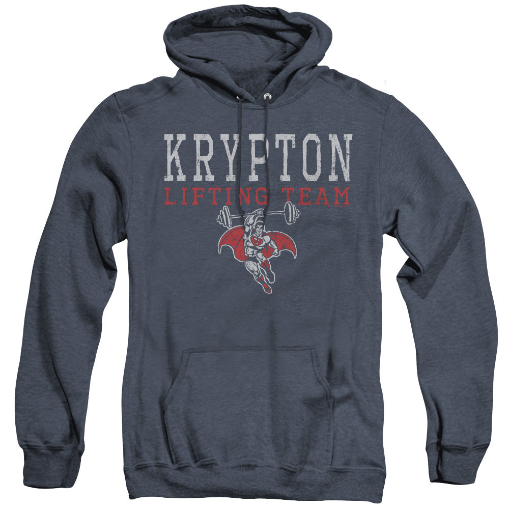 Dco Krpton Lifting Mens Heather Hoodie Navy Officially Licensed