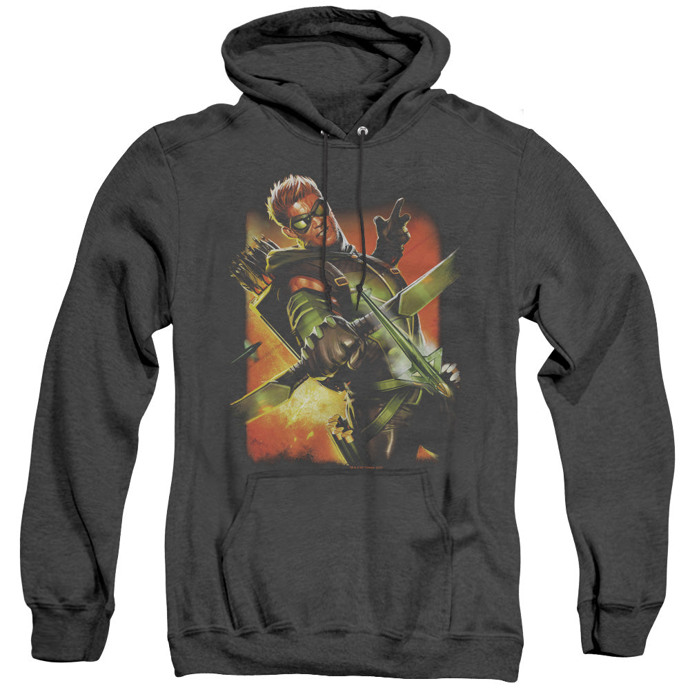 Jla Green Arrow #1 Mens Heather Hoodie Black Officially Licensed