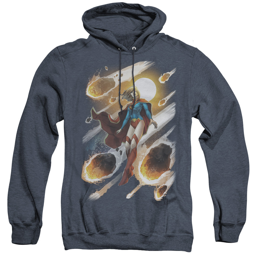 Jla Supergirl #1 Mens Heather Hoodie Navy Officially Licensed