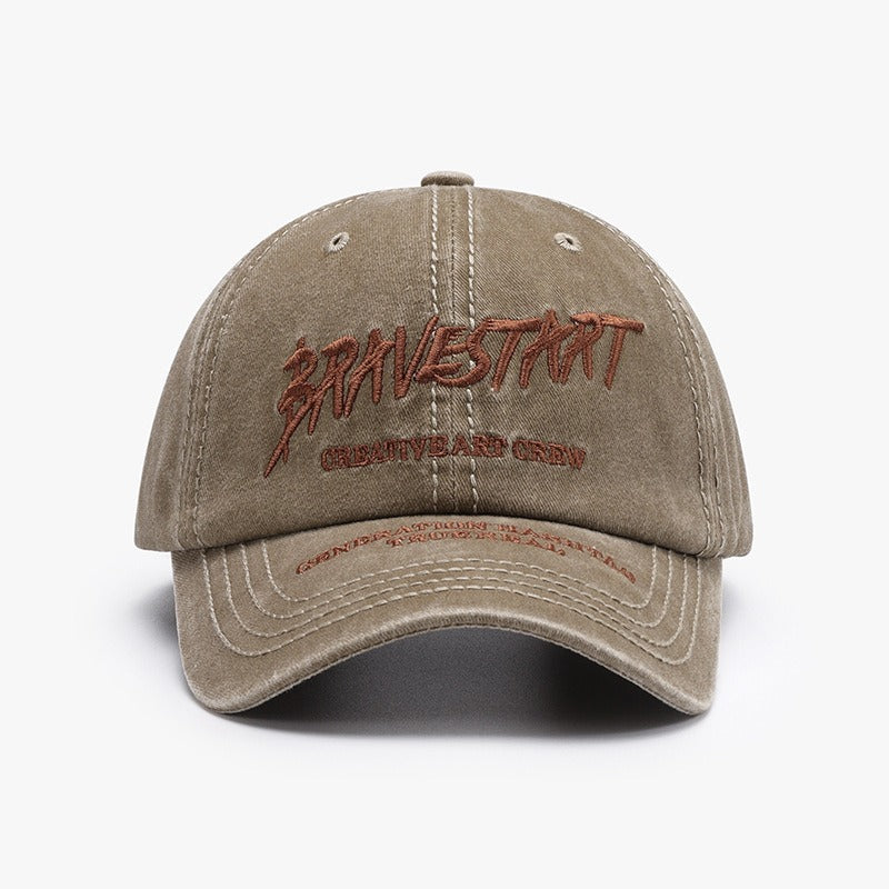 Fashionable Outdoor Versatile Curved Brim Letter Embroidery Men's Flat Tongue Hat Show Face Small Washed Women's Simple Baseball Hat Fashion