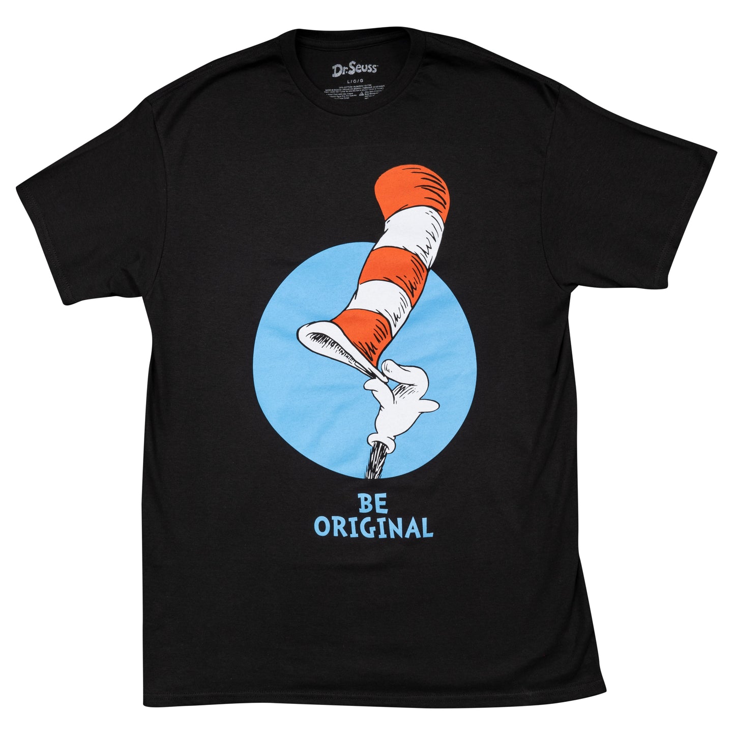 Dr Seuss Be Original Tip Hat Adult Short Sleeves Black T-Shirt
