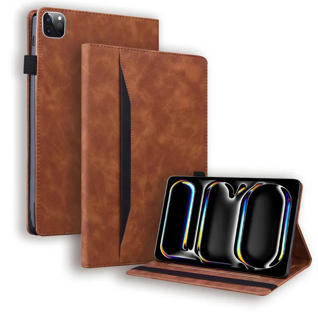 For Funda iPad Pro 11 13 Inch 2024 iPadPro11 Case PU Leather Soft TPU Back Business Folio Cover for iPad Pro M4 Case 11 13 Inch