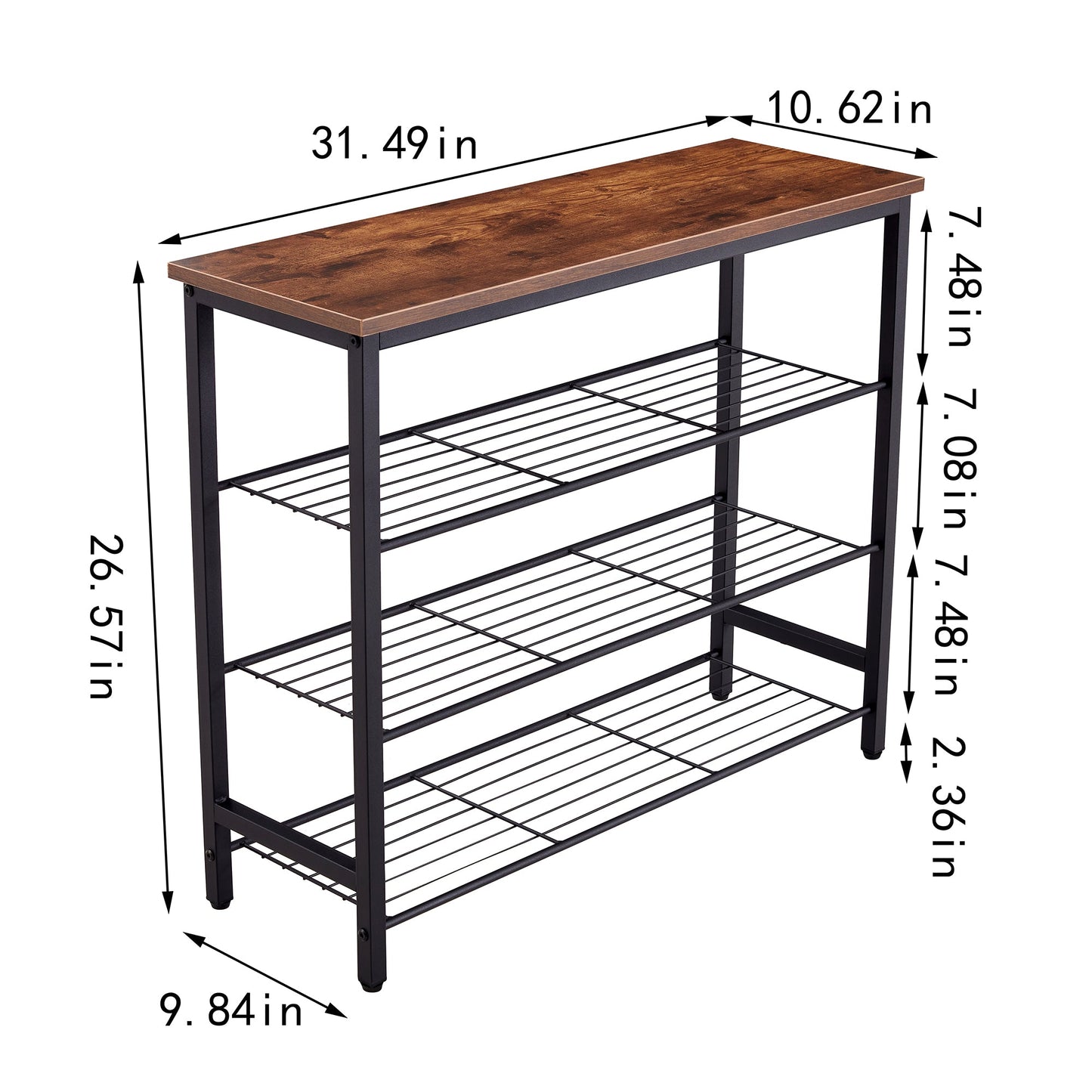 DN 4-Tier Metal Shoe Rack, Modern Multifunctional Shoe Storage Shelf with MDF Top Board, 1 pc per carton