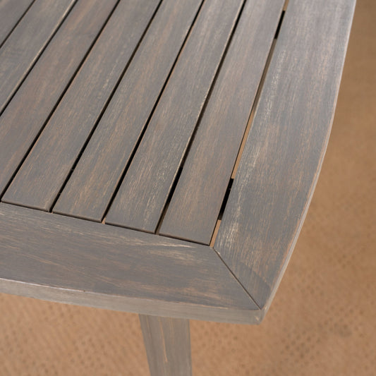 Outdoor Square Acacia Wood Table with Straight Legs, Gray
