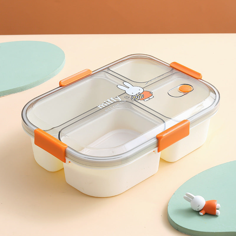 Fashion cartoon cute four-grid microwaveable lunch box bento box lunch box