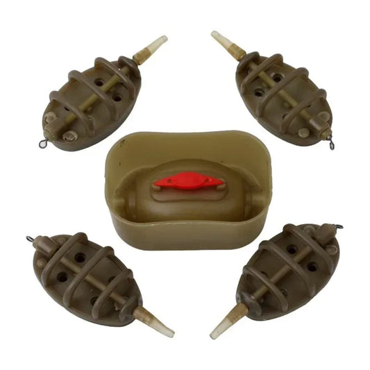 1 Set Bait Thrower Outdoor Fish Tackle Inline Method Feeder Mould Bait Plumb Set Carp Fishing Bait Holder Tool Accessory
