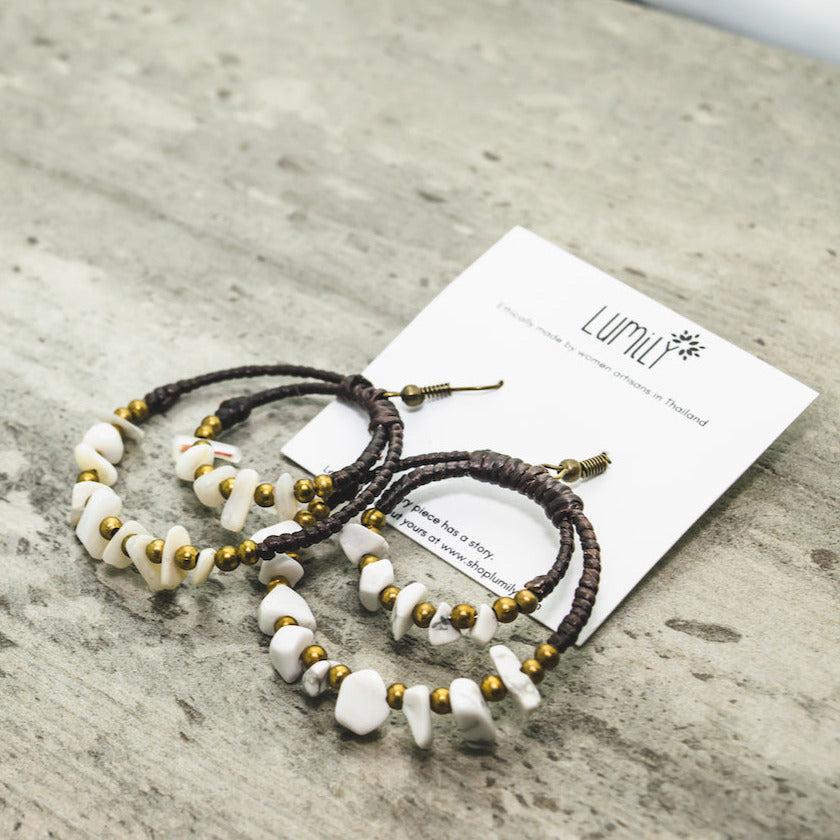 Gemstone Orbit Hoop Earrings - Thailand