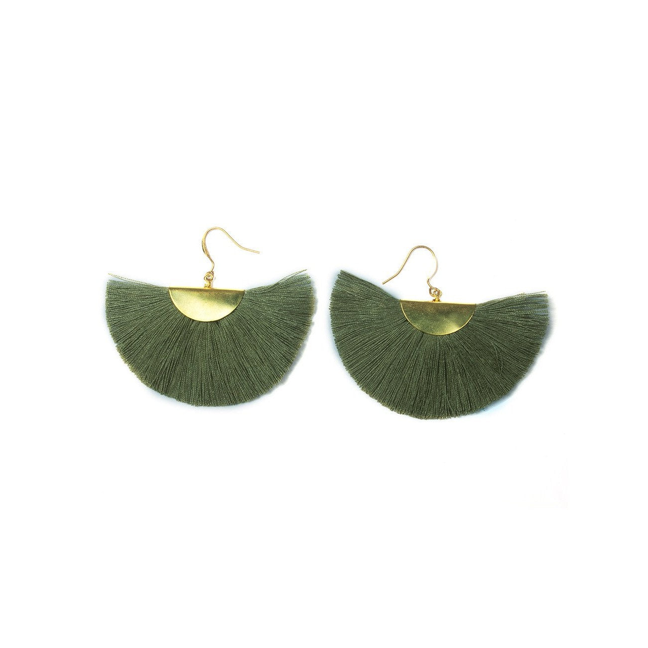 Cleo Fan Boho Colorful Brass Earrings - Thailand