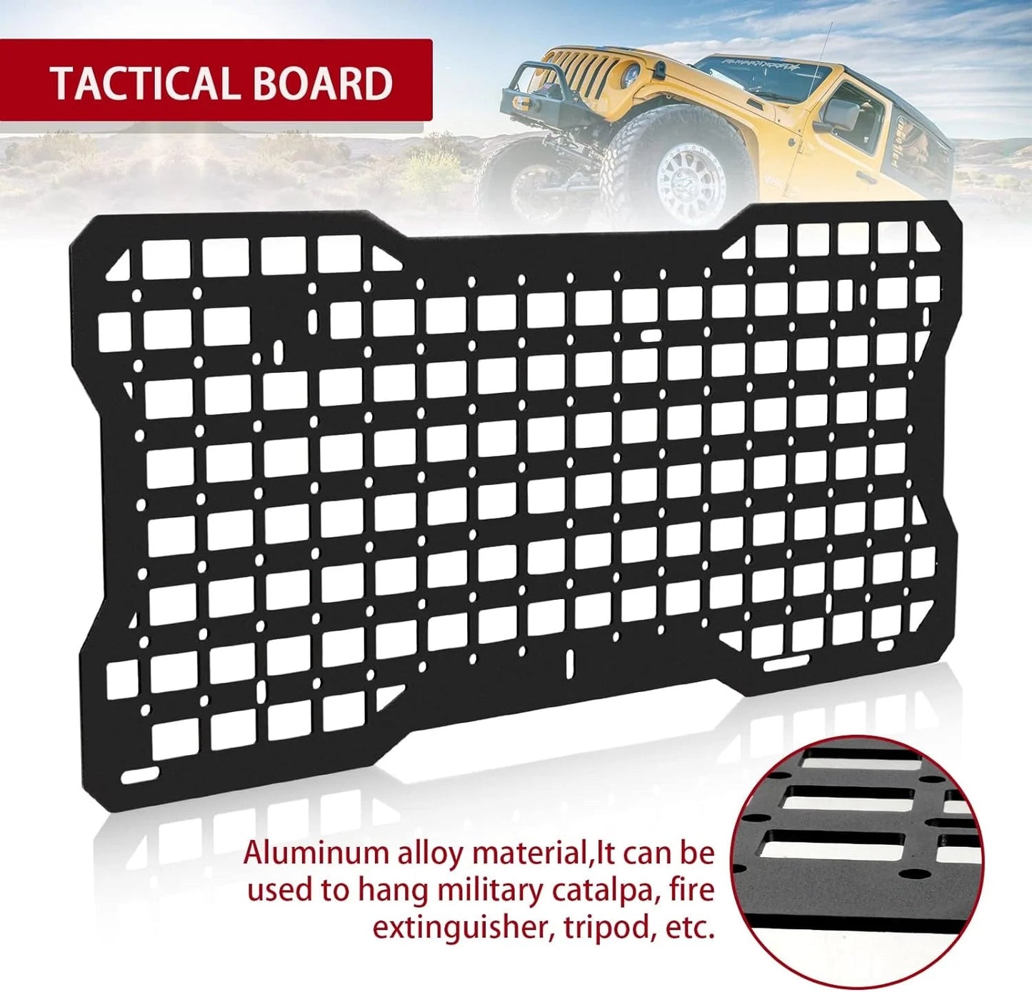 JK&JL Tailgate Tactical Panel for Wrangler Tailgate Tool Kit/JL Organizer Racks Compatible with Jeep Wrangler 2007-2022 JK JKU &