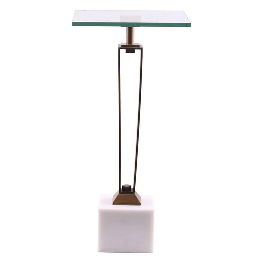 11" Modern Martini Table with White Marble