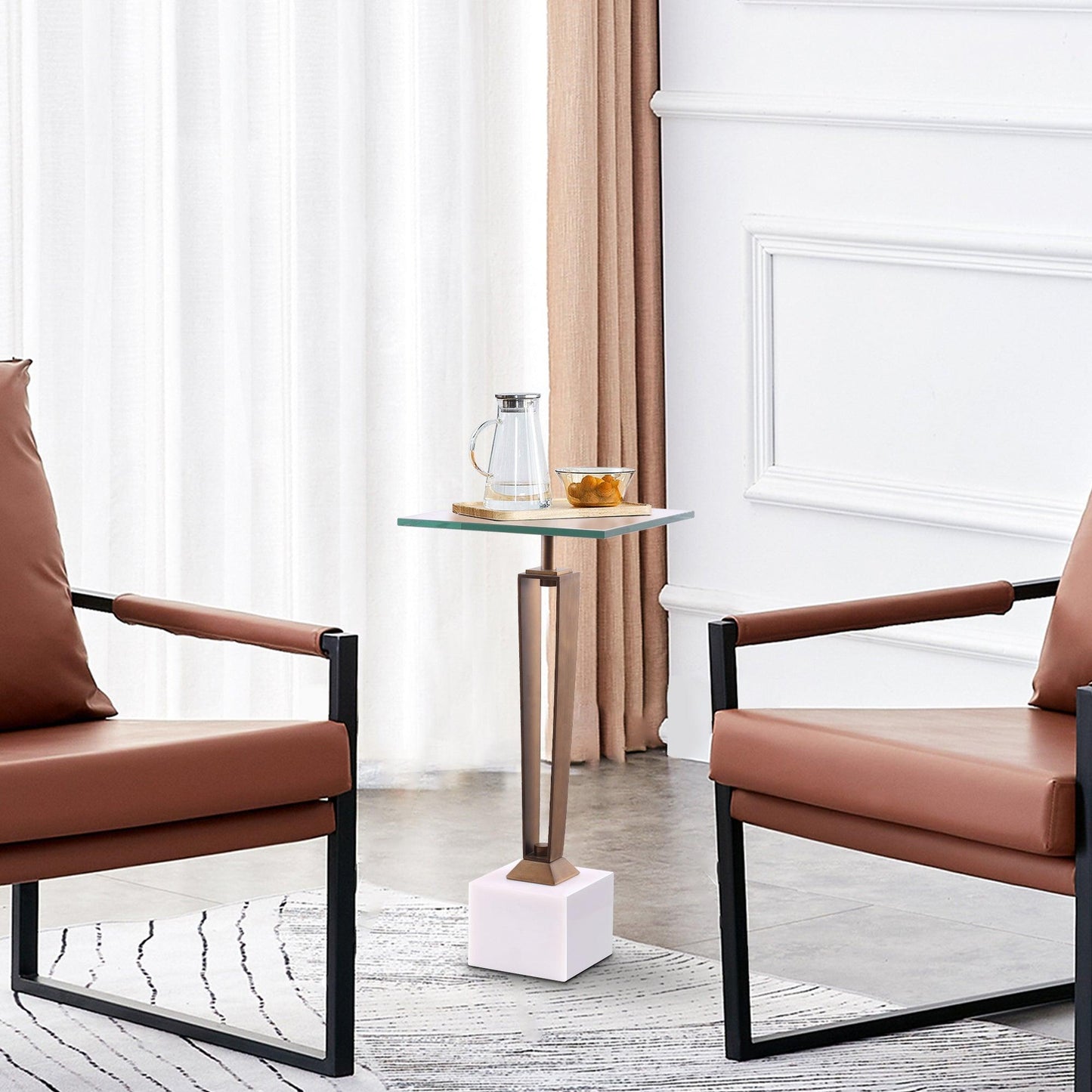 11" Modern Martini Table with White Marble