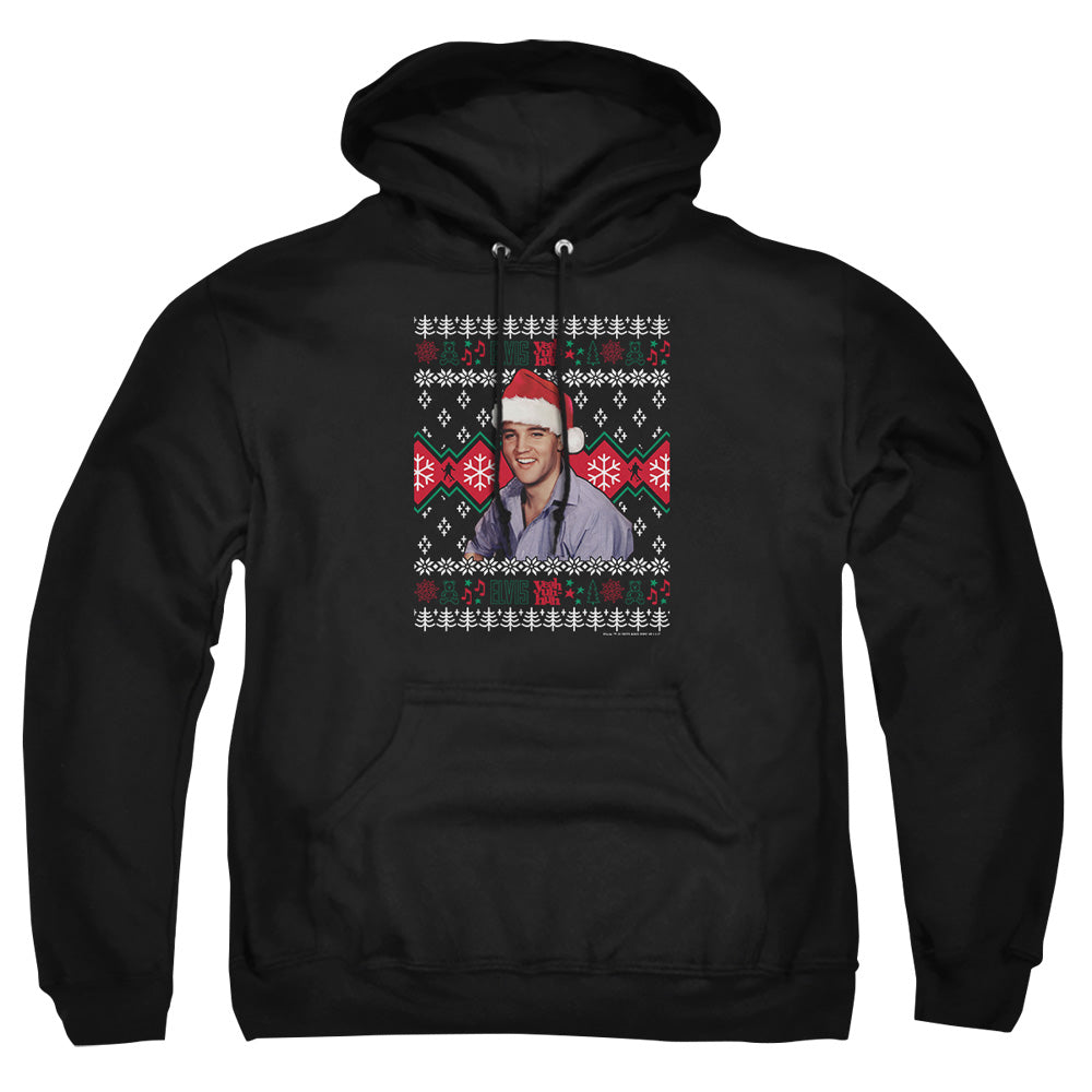 Elvis Ugly Christmas Sweater Mens Hoodie Black Officially Licensed