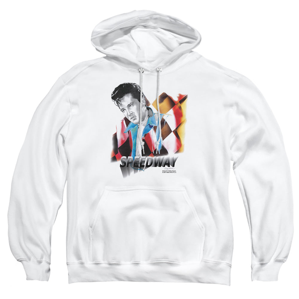 Elvis Presley Speedway Mens Hoodie White Officially Licensed