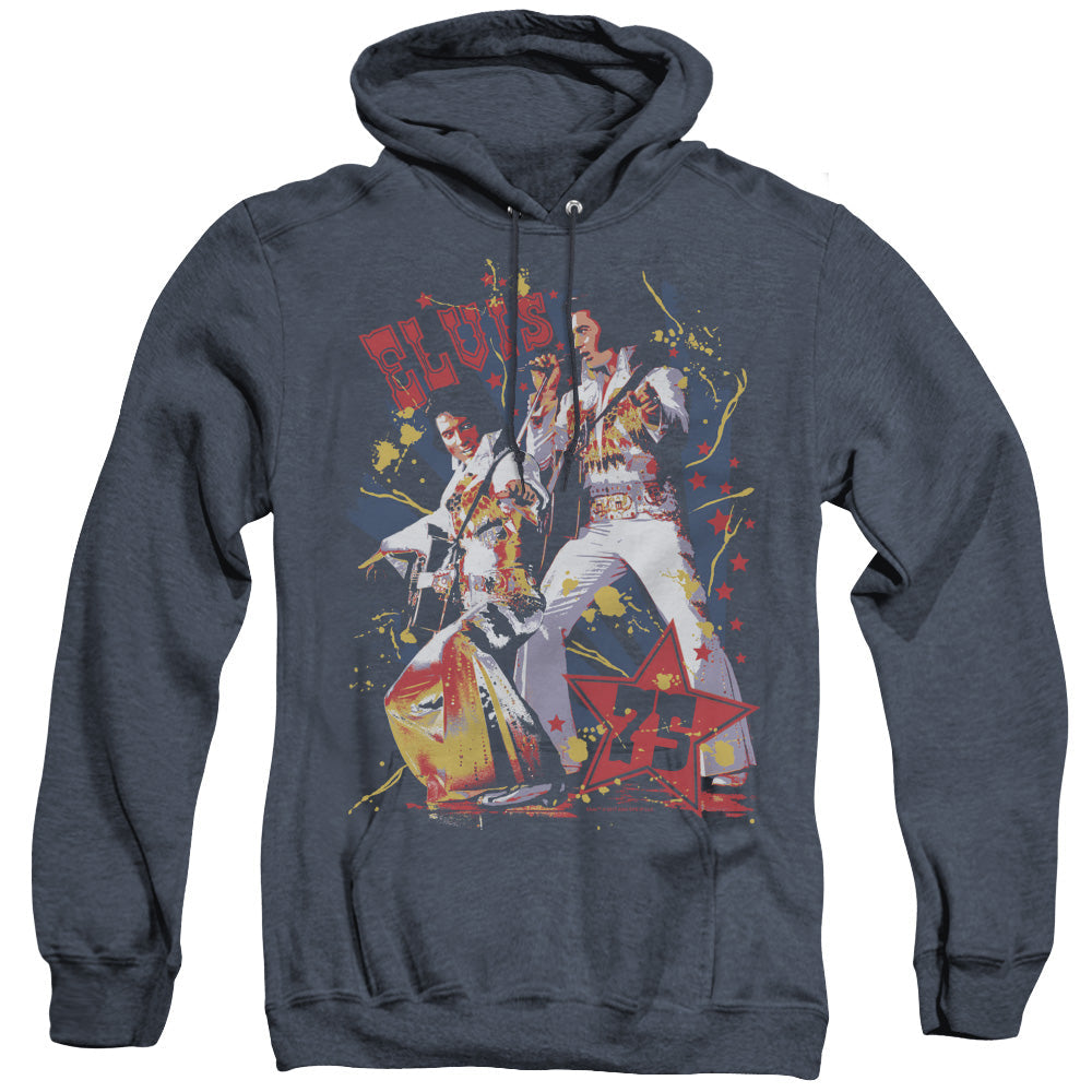 Elvis Presley Eagle Elvis Heather Mens Hoodie Navy Officially Licensed