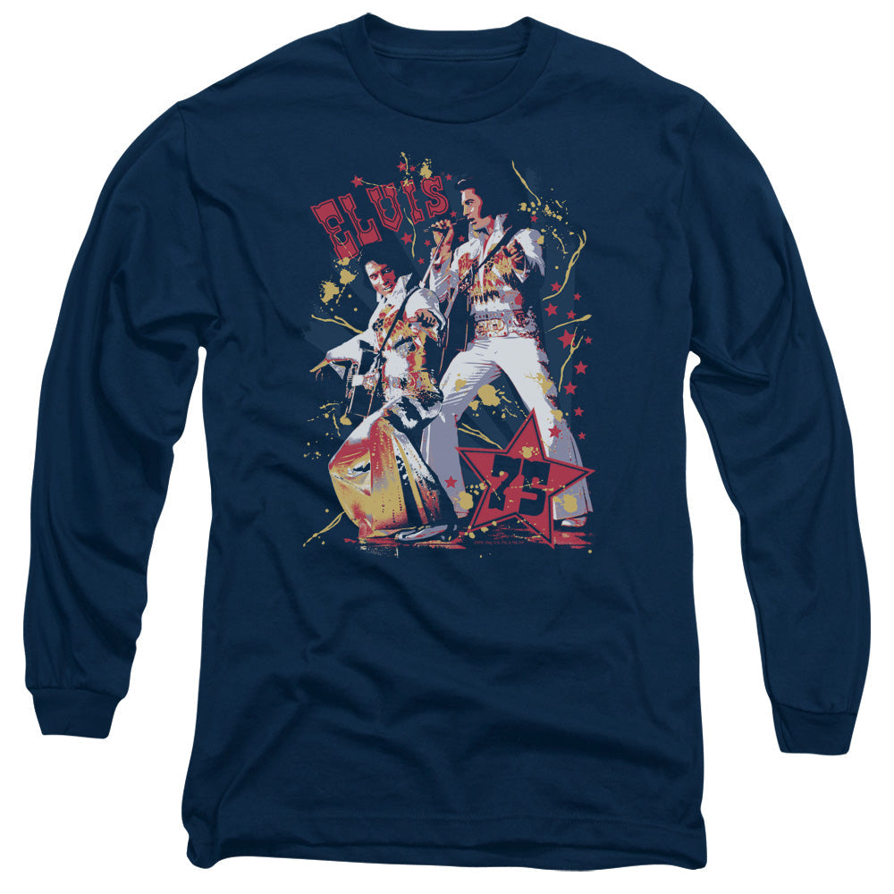 Elvis Presley Eagle Elvis Mens Long Sleeve Shirt Navy Officially Licensed Officially Licensed