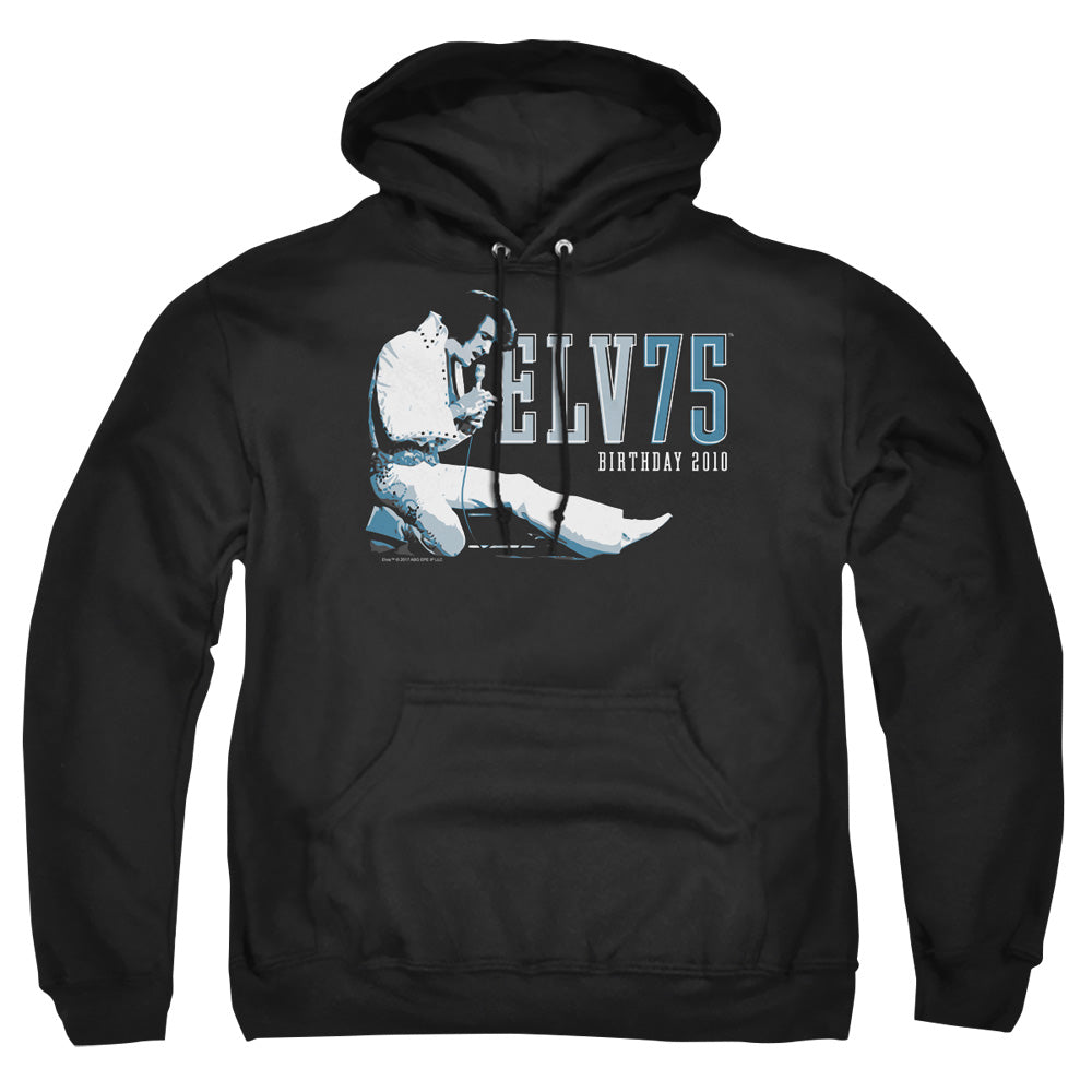 Elvis Presley Elv 75 Logo Mens Hoodie Black Officially Licensed