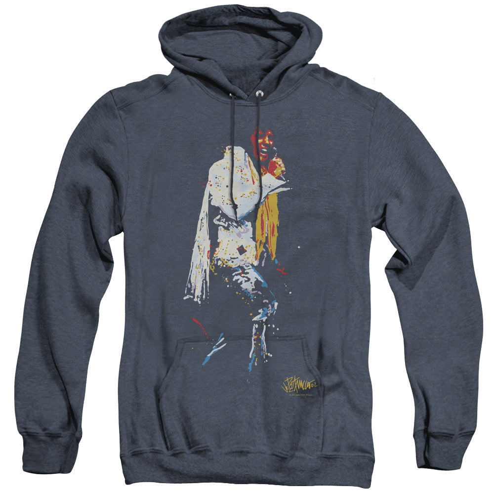 Elvis Presley Yellow Scarf Heather Mens Hoodie Navy Officially Licensed