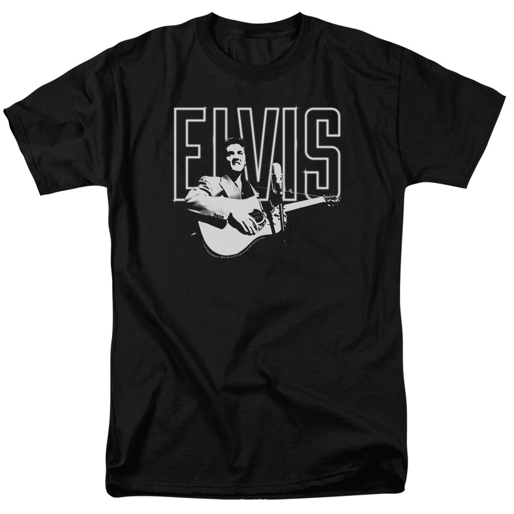 Elvis Presley White Glow Mens T Shirt Black Officially Licensed