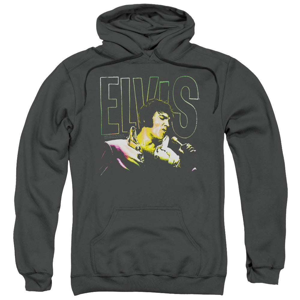 Elvis Presley Multicolored Mens Hoodie Charcoal Officially Licensed