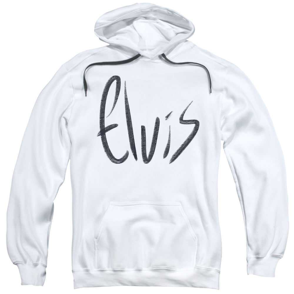 Elvis Presley Sketchy Name Mens Hoodie White Officially Licensed
