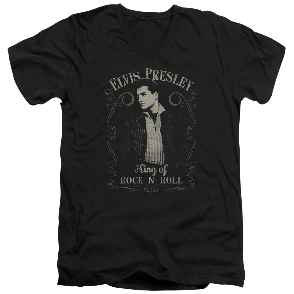Elvis Presley Rock Legend Mens Slim Fit V Neck T Shirt Black Officially Licensed