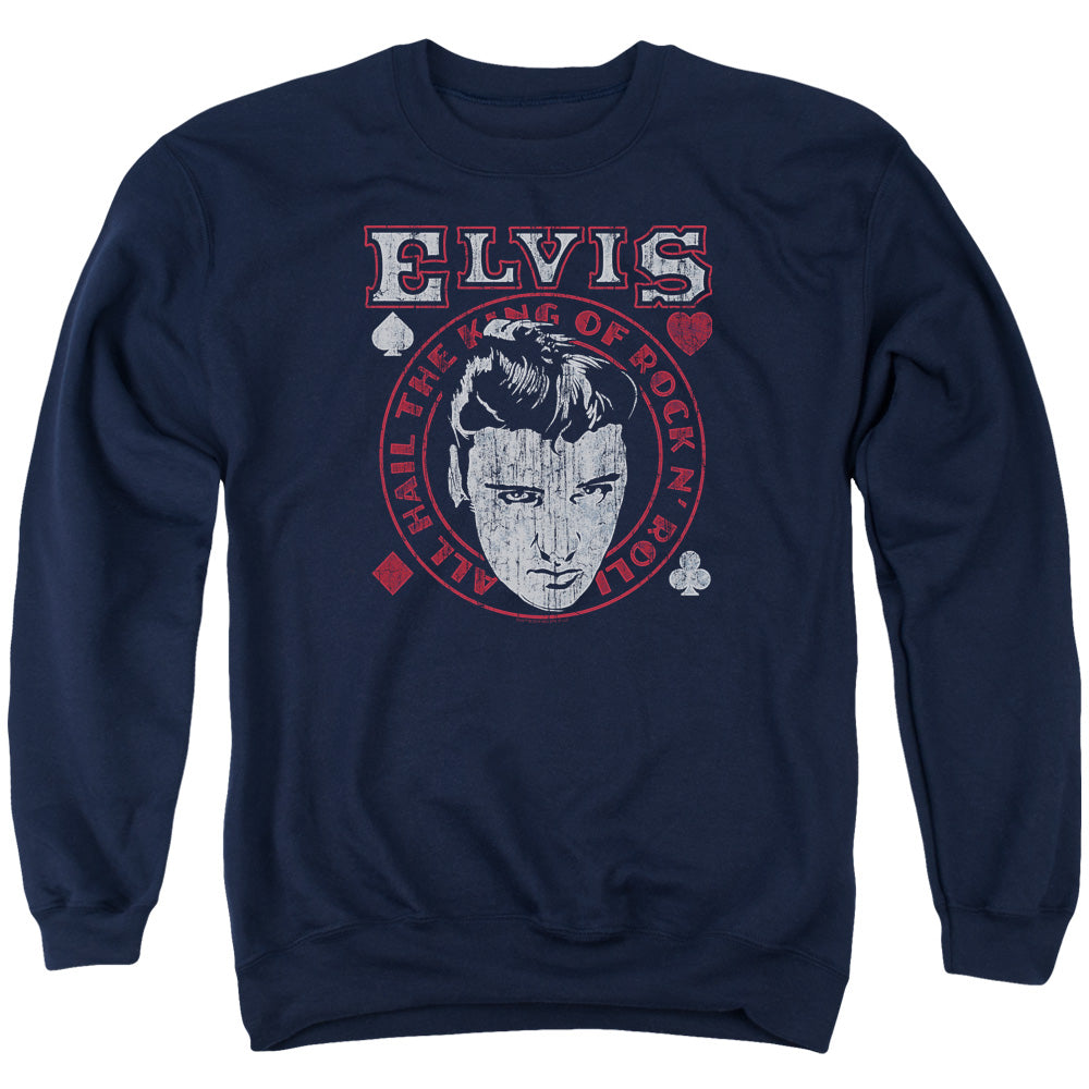 Elvis Presley Hail The King Mens Crewneck Sweatshirt Navy