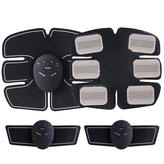 Electromagnetic muscle stimulator device with pads on a white background
