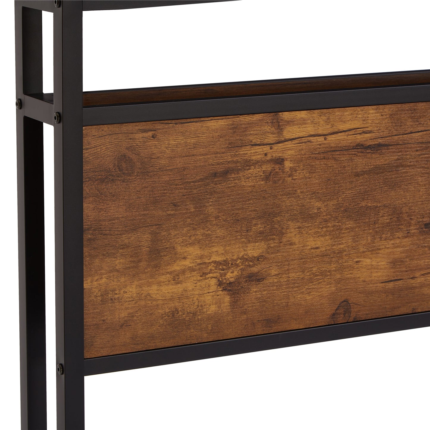 Extra large metal platform bed frame with wooden headboard and footrest, USB LINER, LED lights