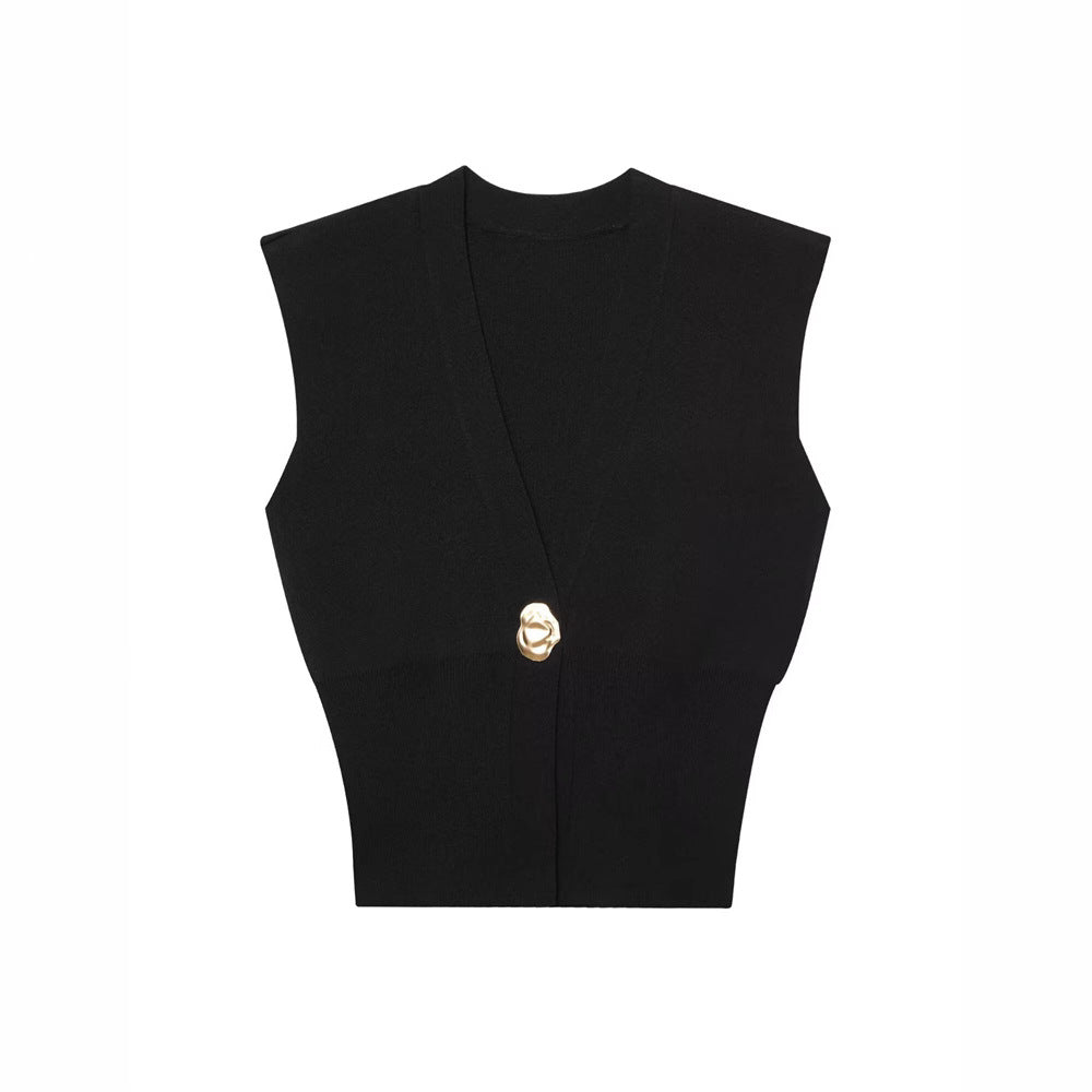 Elegant Casual Commuting Vest V-neck Tank Top for Women withDesign Sense