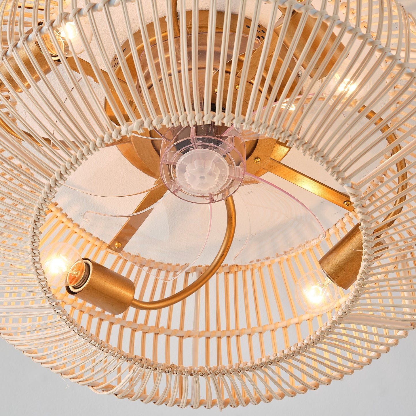 20 Inch Mandy Retro Golden Flush Mount Ceiling Fan with Light and Remote Control