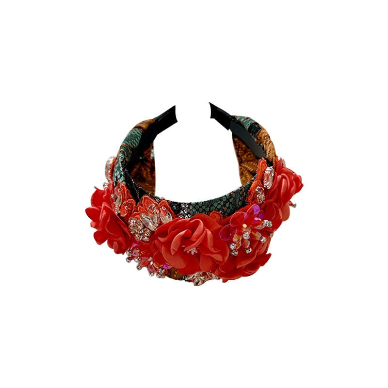 Handmade fabric flower headband and water diamond headband