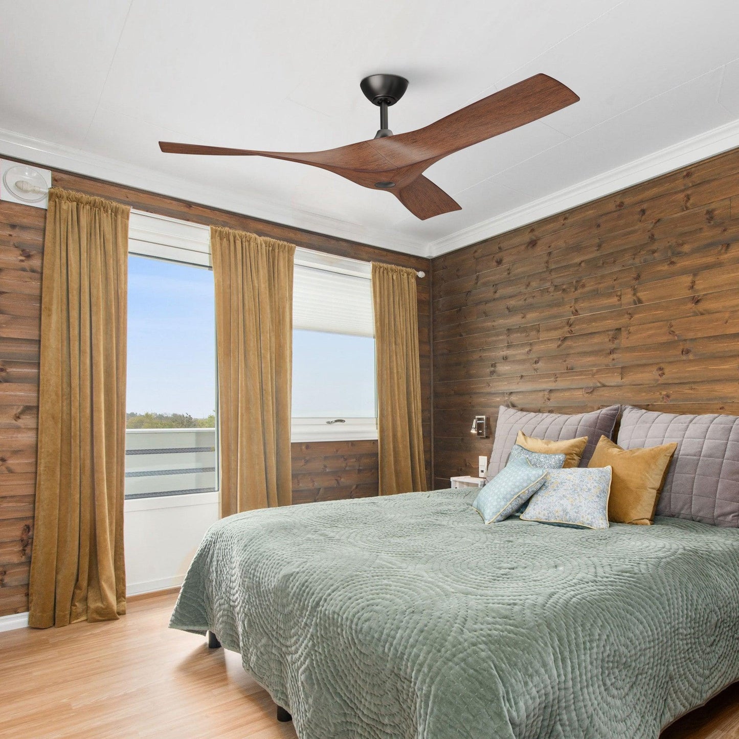 52" Windmill Industrial DC Motor Downrod Mount Reversible Ceiling Fan With Remote Control