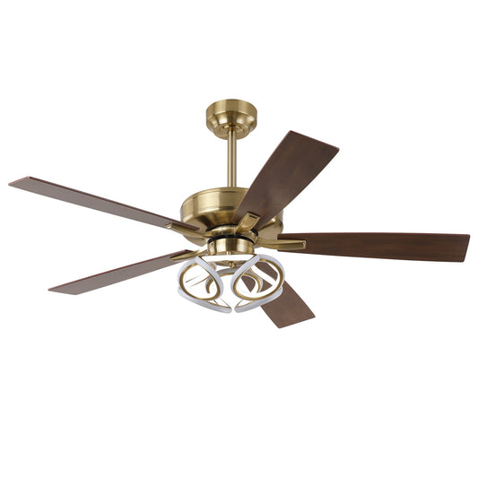 52 Inch Boyd Antique-bronze Golden Downrod Mount RGB LED Smart Fan