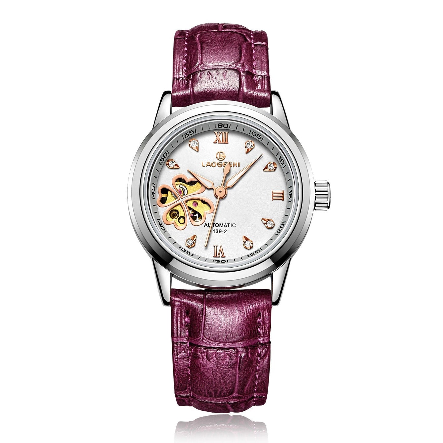 LAOGESH Women's Fully Automatic Mechanical Watch Fashion Hot Selling Night Glow Genuine Leather Steel Band Couple Watch