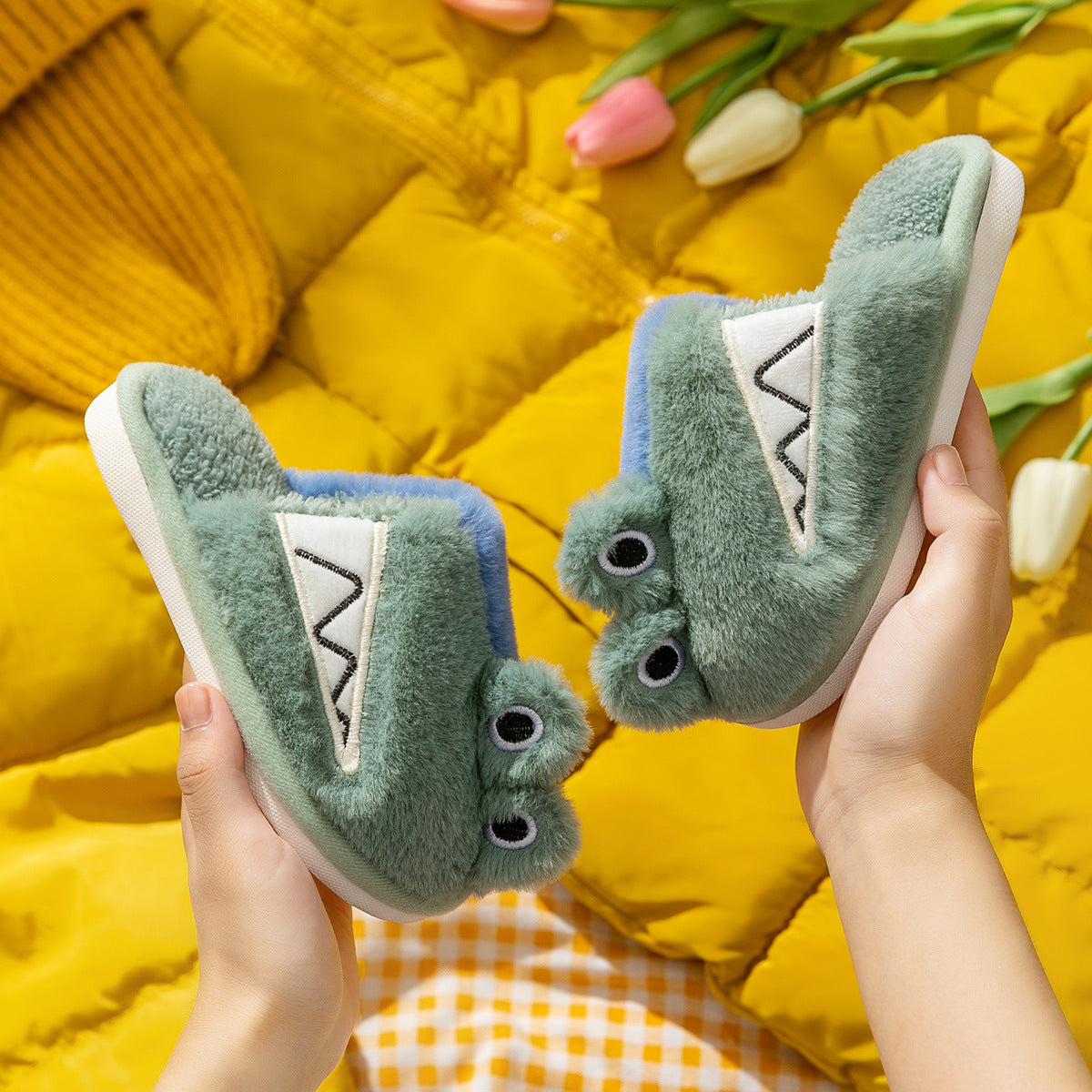 Children's Cotton Slippers Winter Korean Cartoon Home Warm Cotton Slippers Home Furry Cute Multicolor Slippers