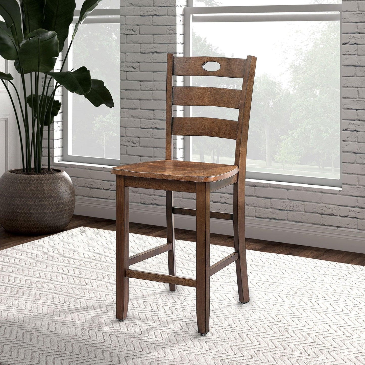 36"H Solid Rubberwood and Wood Veneer 5-Piece Counter Ht. Table Set