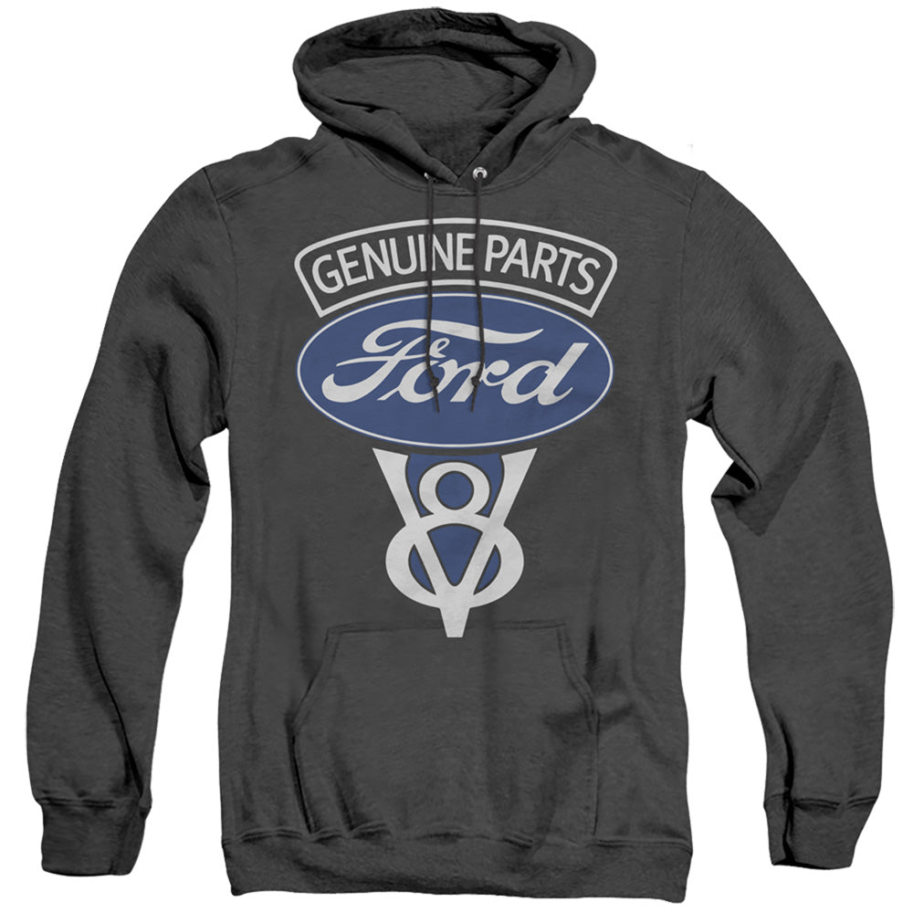 Ford V8 Genuine Parts Mens Heather Hoodie Black Officially Licensed