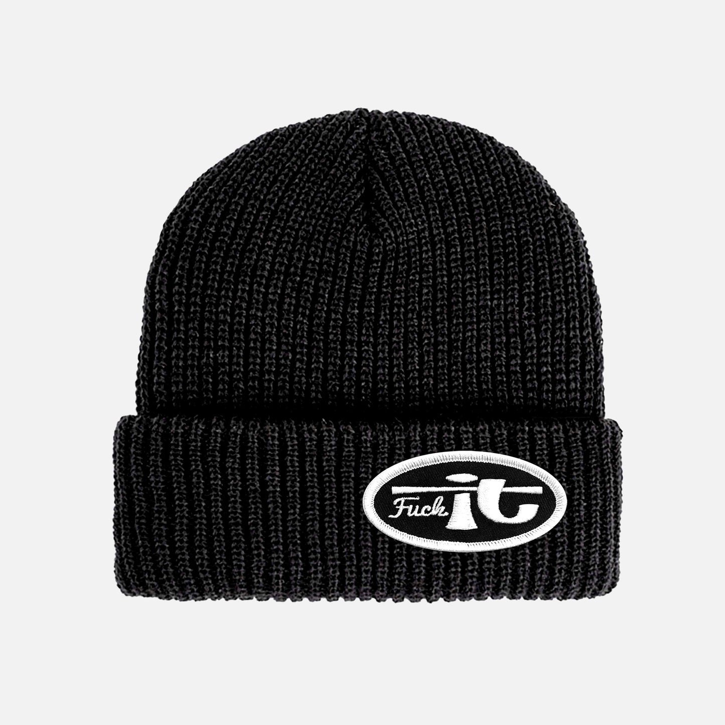 FUCKIT OVAL BLACK PATCH BEANIE